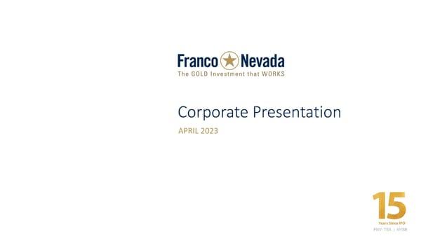 Corporate Presentation | Franco-Nevada - Page 1